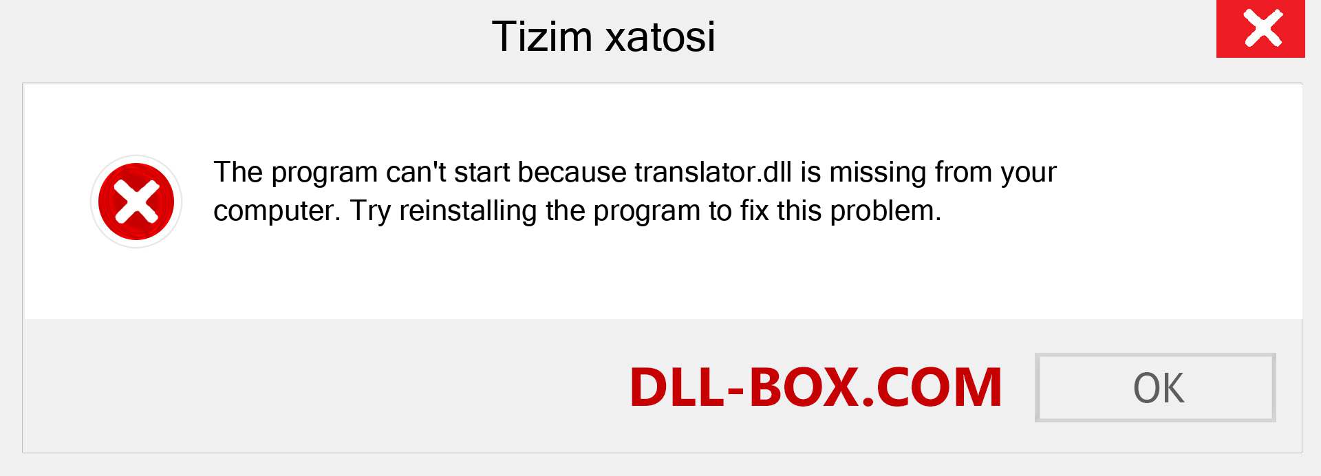 translator.dll fayli yo'qolganmi?. Windows 7, 8, 10 uchun yuklab olish - Windowsda translator dll etishmayotgan xatoni tuzating, rasmlar, rasmlar